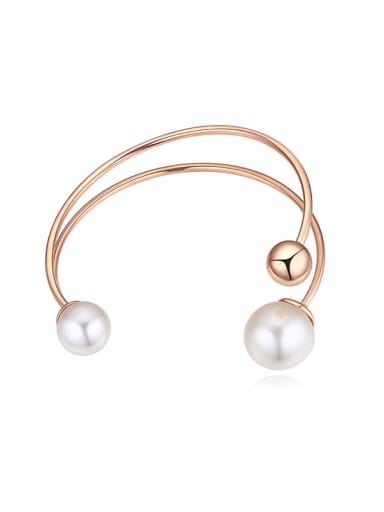 Champagne Gold Plated Imitation Pearls Alloy Opening Bangle