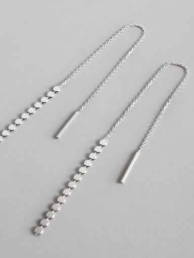 925 Sterling Silver With Silver Plated Trendy Chain Threader Earrings