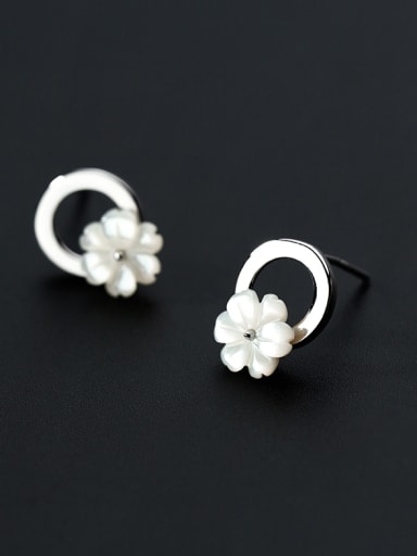 Fresh Flower Shaped S925 Silver Shell Stud Earrings