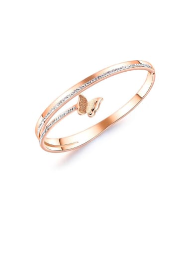 Stainless Steel With Rose Gold Plated Simplistic Butterfly Bangles