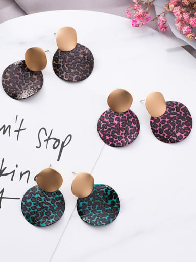 Alloy With Gold Plated Fashion Round Leopard  Stud Earrings