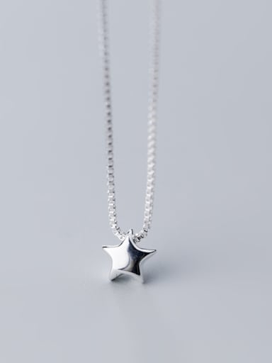 925 Sterling Silver With Silver Plated Simplistic Five-pointed Star Necklaces