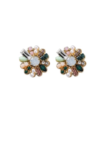 Alloy With Rose Gold Plated Vintage Flower Stud Earrings