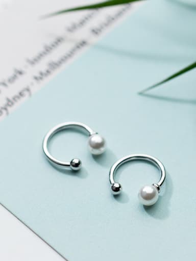Trendy Geometric Shaped Artificial Pearl Clip On Earrings