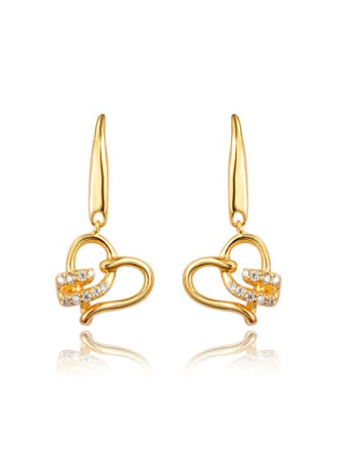 Creative 18K Gold Plated Heart Shaped Zircon Drop Earrings