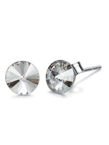 Simple Little Round austrian Crystal 925 Silver Stud Earrings