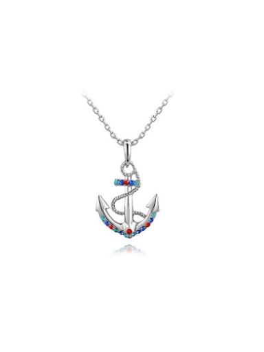 Delicate Anchor Shaped Platinum Plated Necklace
