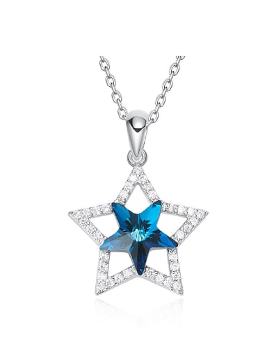 Fashion Hollow Star austrian Crystal Pendant Copper Necklace