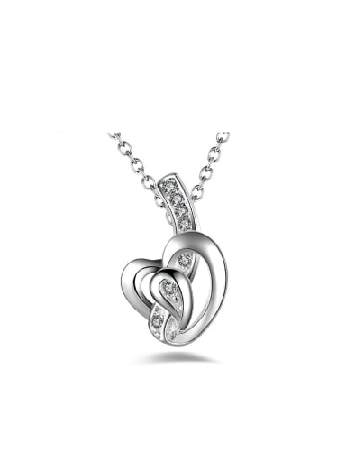 Fashion Cubic Zirconias Heart Pendant Copper Necklace