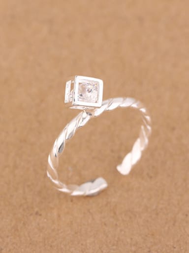Cubic Rhinestone Twisted Opening Ring