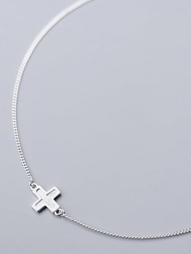 Sterling silver personality cross clavicle chain