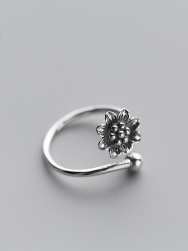 Exquisite Open Design Flower Shaped S925 Silver Ring