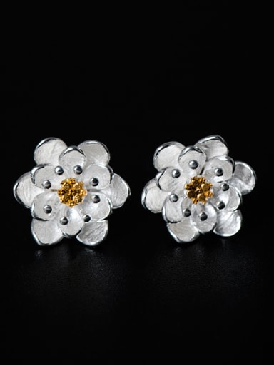 Simple Little Flower 925 Silver Stud Earrings