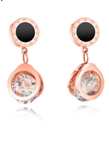 Stainless Steel With Rose Gold Plated Fashion Round Stud Earrings