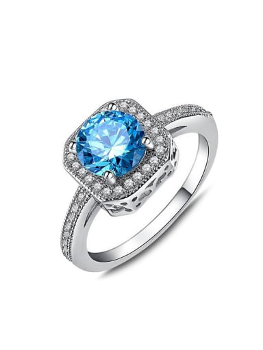 Fashion Blue Cubic Zirconias Copper Ring