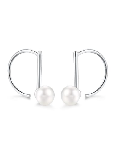 Simple White Freshwater Pearl 925 Silver Stud Earrings