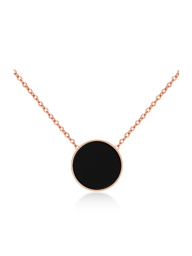 Simple Black Round Titanium Necklace
