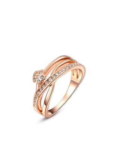 Exquisite Rose Gold Austria Crystals Flower Ring