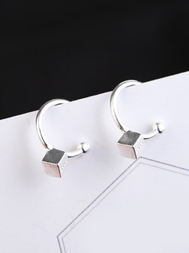 Simple Tiny Cube Round Clip On Earrings