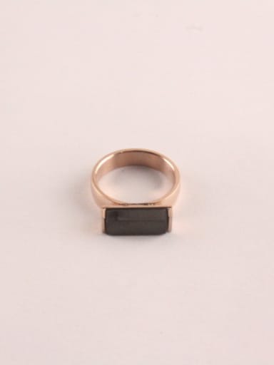 Rose Gold Black Agate Retro Ring