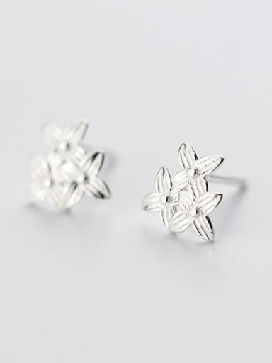 Elegant Flower Shaped Rhinestone Silver Stud Earrings