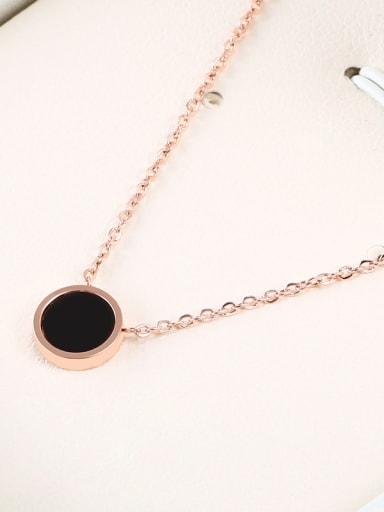 Fashion 18K Rose Gold Black Paint Titanium Round Shaped Necklace
