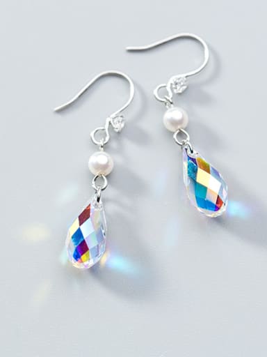 Elegant Colorful Water Drop Crystal S925 Silver Drop Earrings