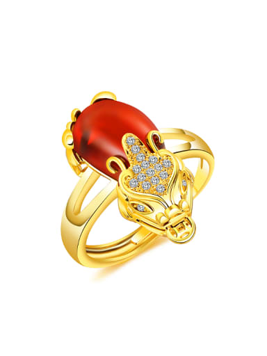 24K Gold Plated Red Carnelian Personalized Ring