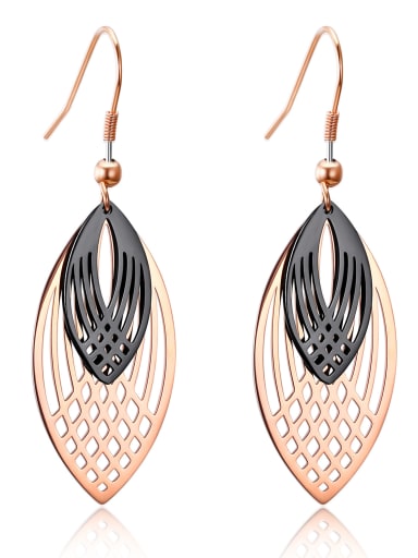 Stainless Steel With Rose Gold Plated Fashion Leaf Double hollowing out Earrings