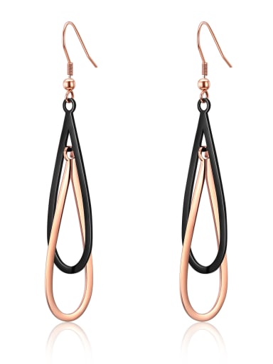 Stainless Steel With Rose Gold Plated Fashion Water Drop Earrings