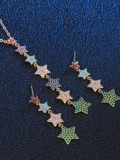 Copper With  Cubic Zirconia Fashion Star 2 Piece Jewelry Set