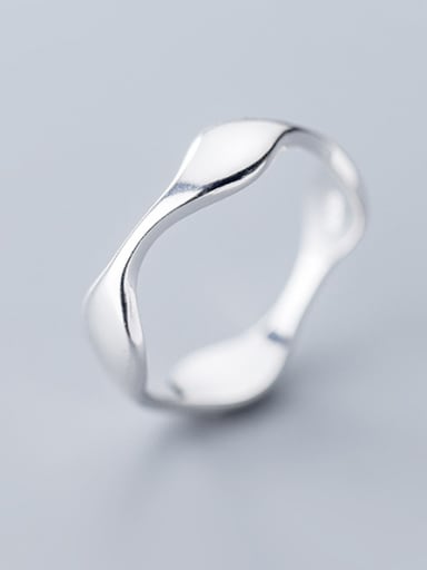 925 Sterling Silver With Glossy Simplistic Irregular Band Rings