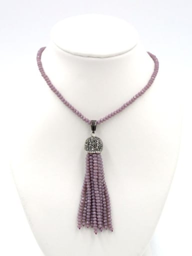 Simple Tassels Natural Crystal Beads Sweater Chain