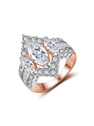 Personalized Double Color Plated White Zirconias Copper Ring