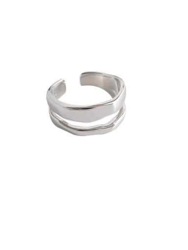 925 Sterling Silver With Smooth Simplistic Irregular Free Size Rings