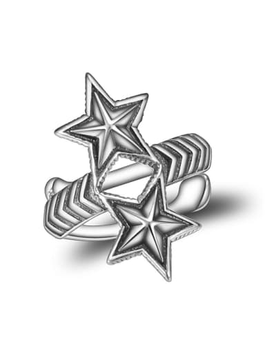 Retro style Double Stars 925 Thai Silver Opening Ring