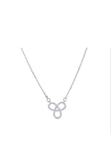 2018 Copper Alloy White Gold Plated Simple style Zircon Necklace