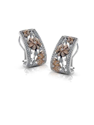 Copper With Platinum Plated Punk Flower Stud Earrings