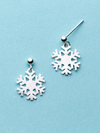 Fresh Snowflake Shaped S925 Silver Drop Earrings
