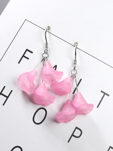 Personalized Pink Trumpet Flowers 925 Silver Earrings