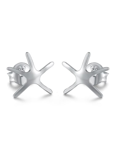 Little Starfish 925 Silver Platinum Plated Stud Earrings