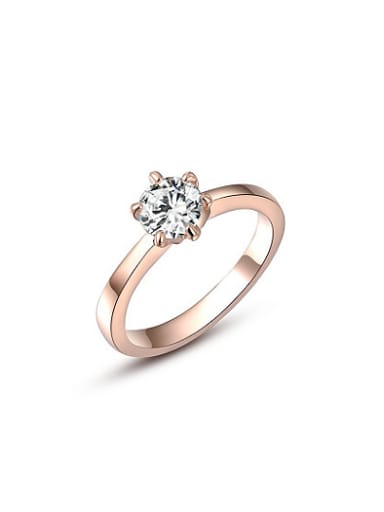 Exquisite Rose Gold Plated Crystal Copper Ring