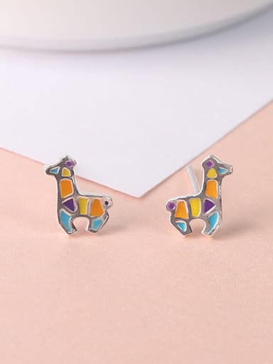 Tiny Colorful Giraffe Stud Earrings