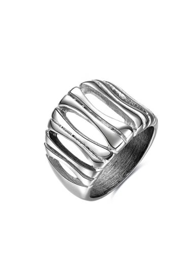 Delicate Punk Style Geometric Shaped Titanium Ring
