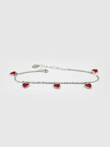 Fashion Little Red Hearts Silver Women Bracelet