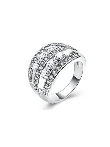 Exquisite White Gold Plated Geometric Shaped Zircon Ring
