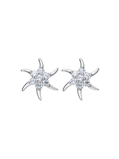 Simple Star Zircon Platinum Plated Stud Earrings
