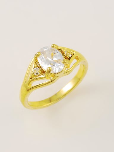 Elegant 24K Gold Plated Geometric Design Rhinestone Ring