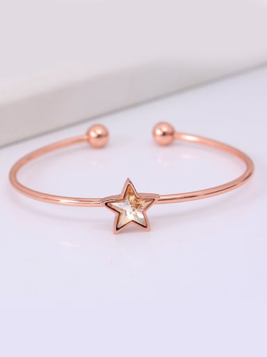 Women Trendy Open Design Star Shaped Zircon Bangle