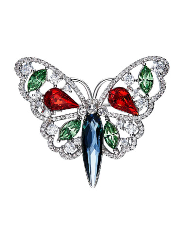 Colorful Butterfly-shaped Crystal Brooch
